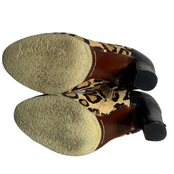 Sam Edelman Salina Leopard Animal Print Side Zip Ankle Boots Booties Size 6.5M - Picture 7 of 10